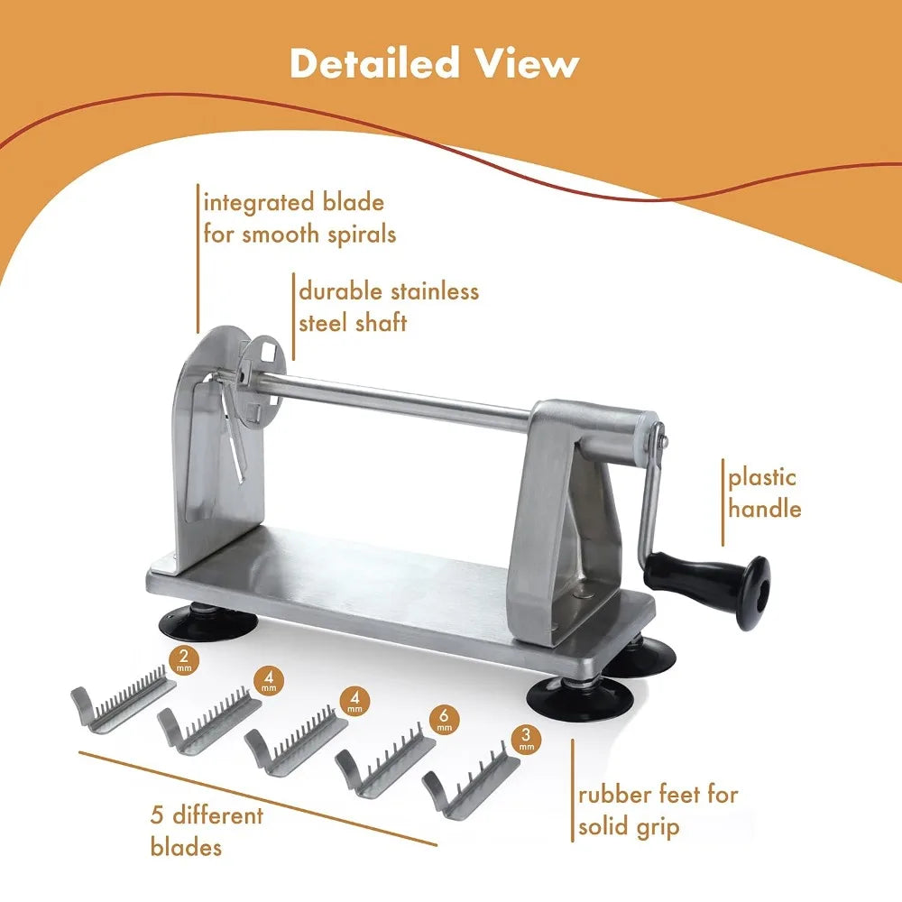 Stainless Steel Vegetable Spiralizer With 5 Blades Zucchini Noodle Maker