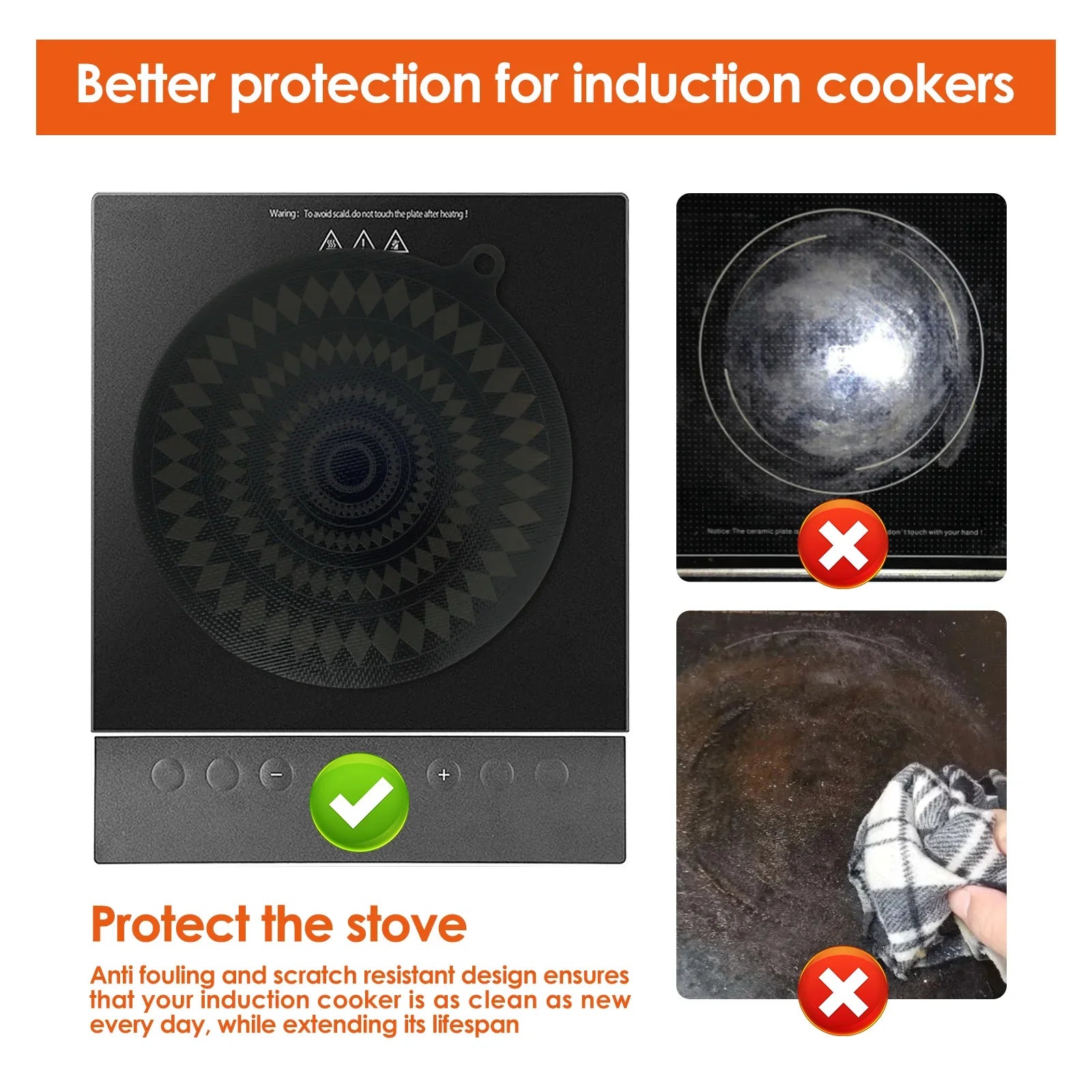4PCS Induction Cooktop Mat Silicone Thermochromic Induction Cooktop Protective Cover Heat-resistant Cooktop Scratch Protector
