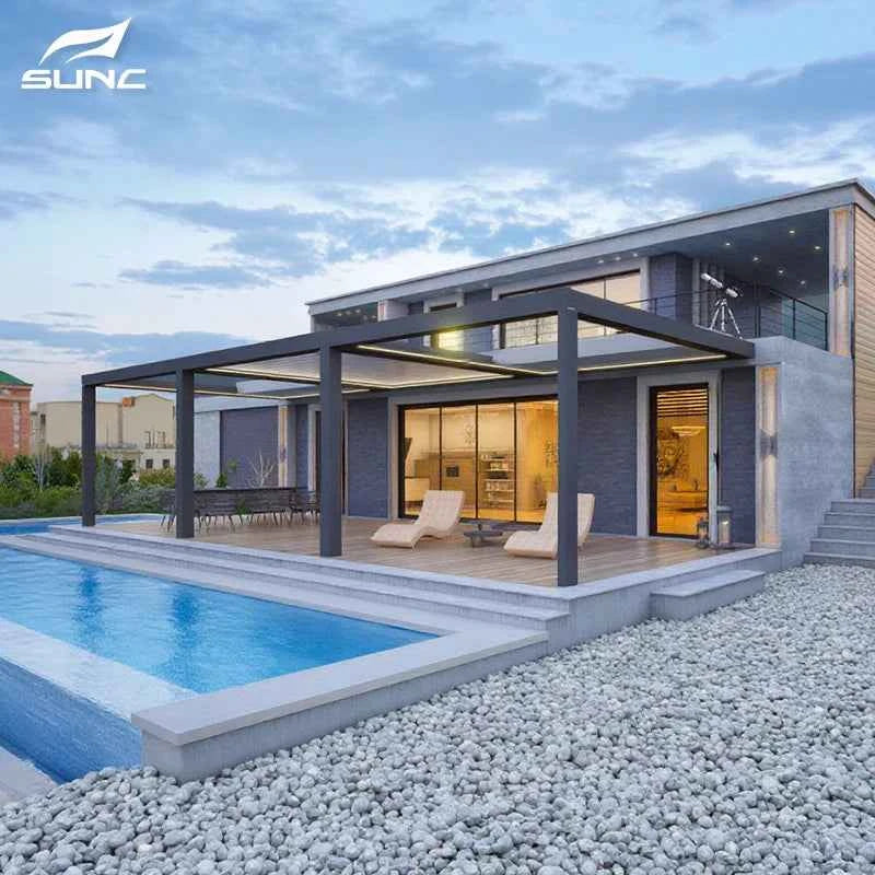 VMotorized Retractable Roof Pergola - Automatic PVC Gazebo & Metal Folding Roof System