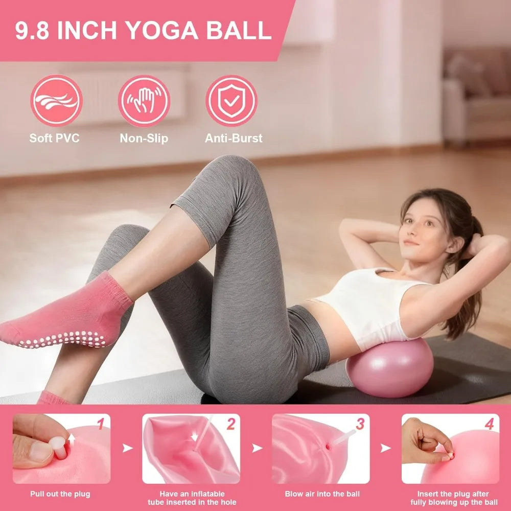 Pilates 14 Piece Kit For Women With Ring Ball Bands Guide