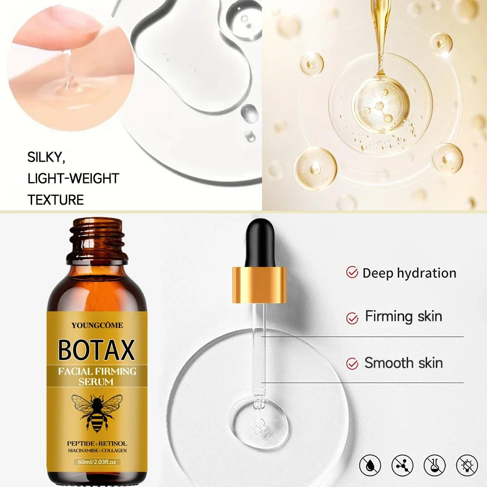 Bee Venom Facial Serum Face Essence Wrinkle Reduction Skin Tightening Natural Collagen Booster Hyaluronic Acid Essence 40/60ml