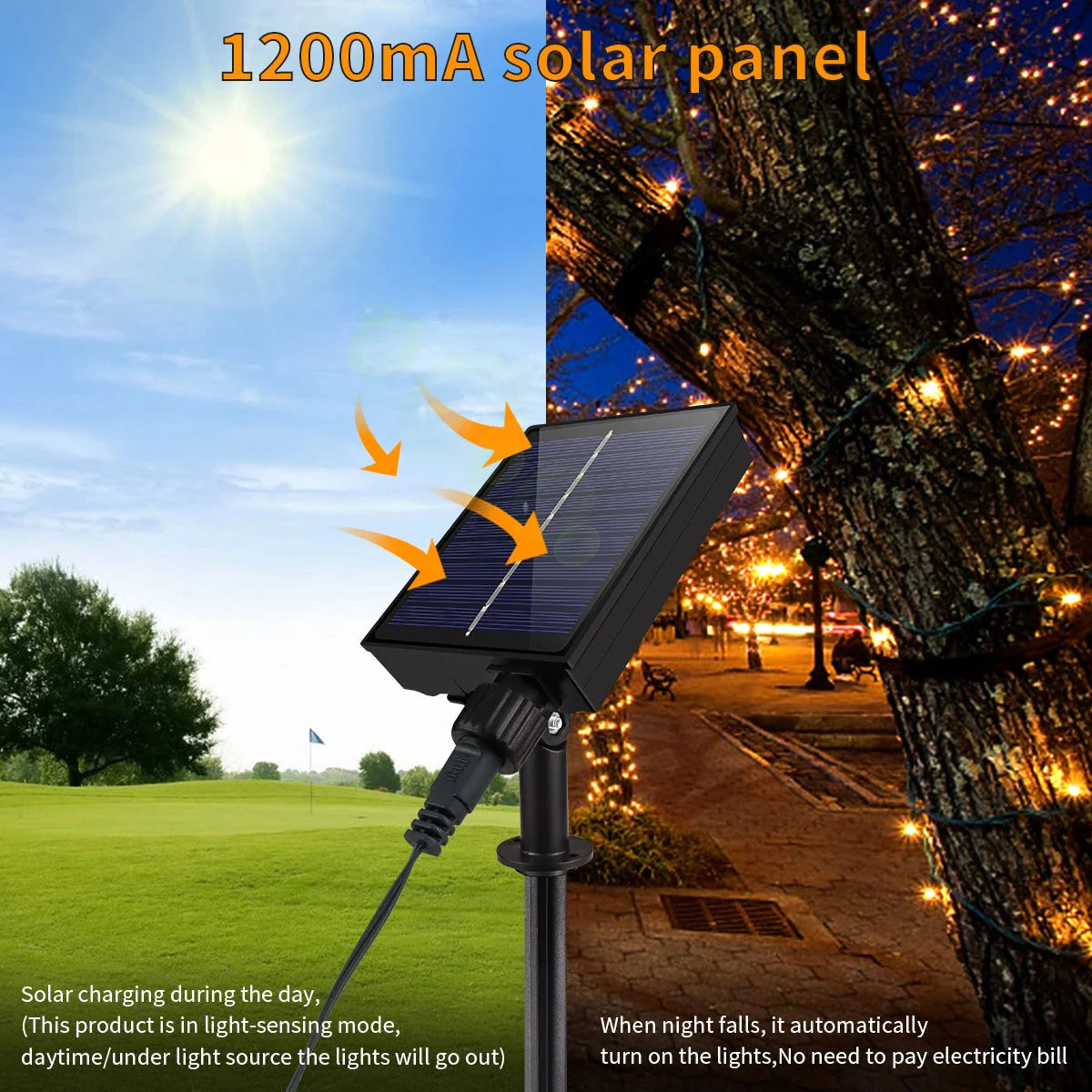 Solar Panel Fast Charge Outdoor String Fairy Light 100M 1000 LED Waterproof Large Lamp Christmas Garden Decor