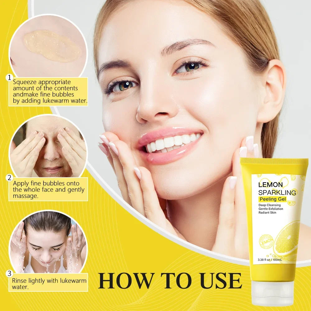 Lemon Face Wash Facial Cleanser Face Exfoliating Gel Moisturizing Remove Dead Skin Blackhead Exfoliator Facial Scrub Skin Care