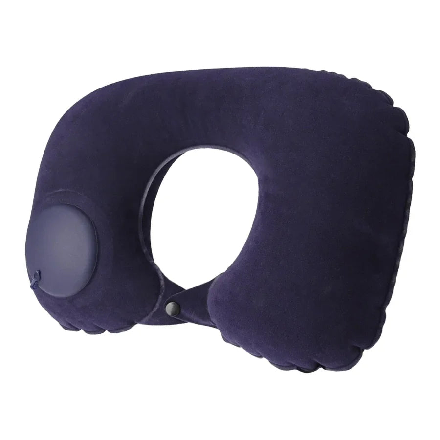 1pc U-Shaped Auto-Inflate Neck Pillow Home Office Car Use Travel Pillow Portable Comfortable Flocking Surface Pillow Gift