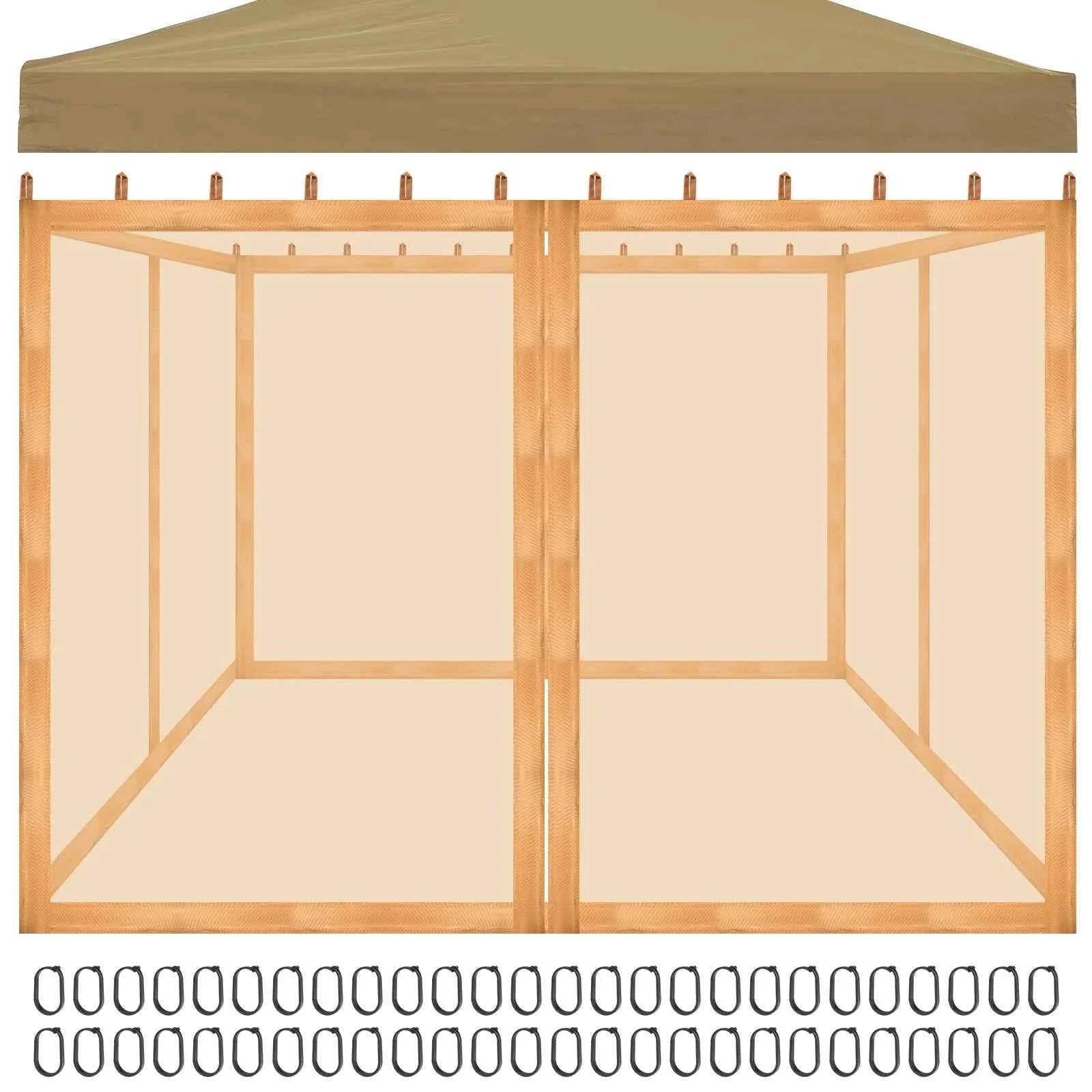 Gazebo Universal Replacement Mosquito Netting Outdoor Gazebo Canopy 4-Panel Screen Walls with Zipper (Mosquito Net Only)