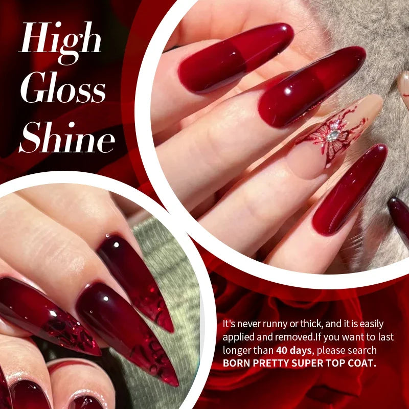 BORN PRETTY 10ml Jelly Nude Gel Nail Polish 50 Colors Semi Transparent Nail Art Nail Supplies Soak off UV LED Nails Gel Varnish