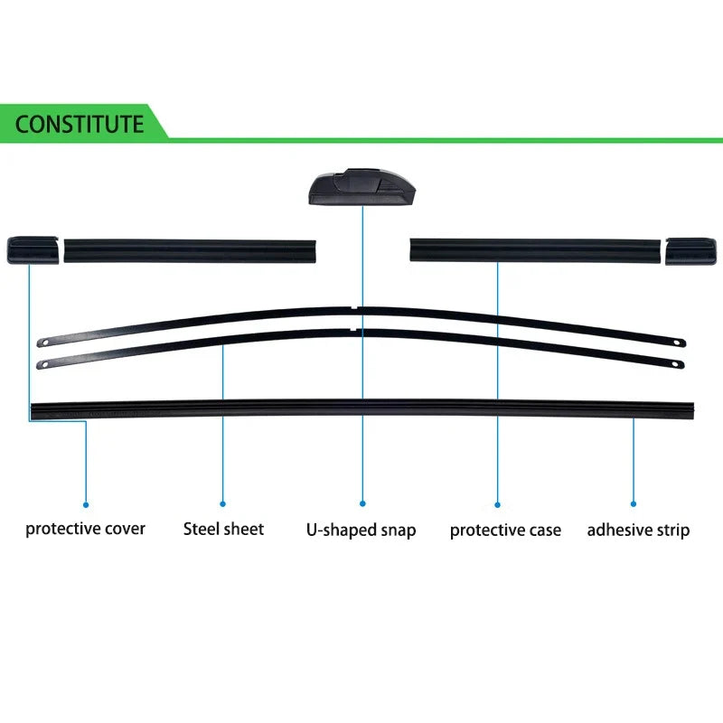 For Mazda 3 BL MK2 2010-2013 Car Wiper U-type Soft Rubber Boneless Wiper HD Quiet Durable Automotive Wiper 24"+19"