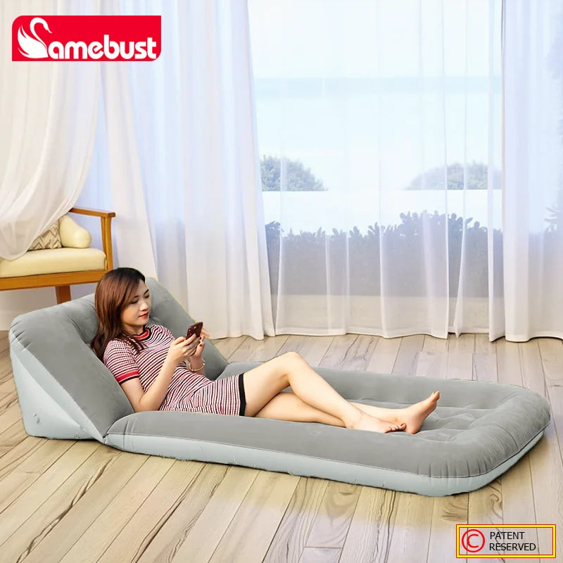 CAMEBUST Interior Air Mattress Foldable Air Mats Inflatable Sleeping Mattress Adjustable Sofa Bed Home&Outdoor use Brown/Grey