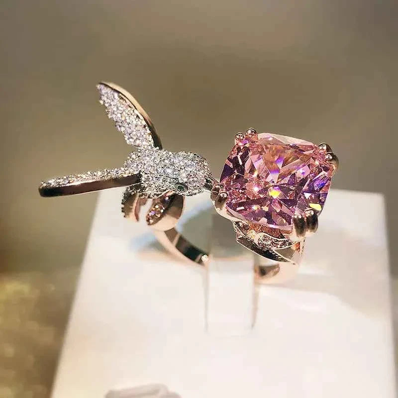 quamarine Hummingbird Ring