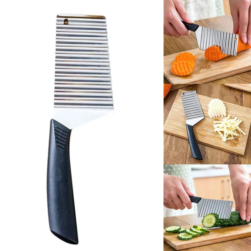 Stainless Steel Potato Chip Slicer And Wavy Crinkle Cutter French Fry Maker