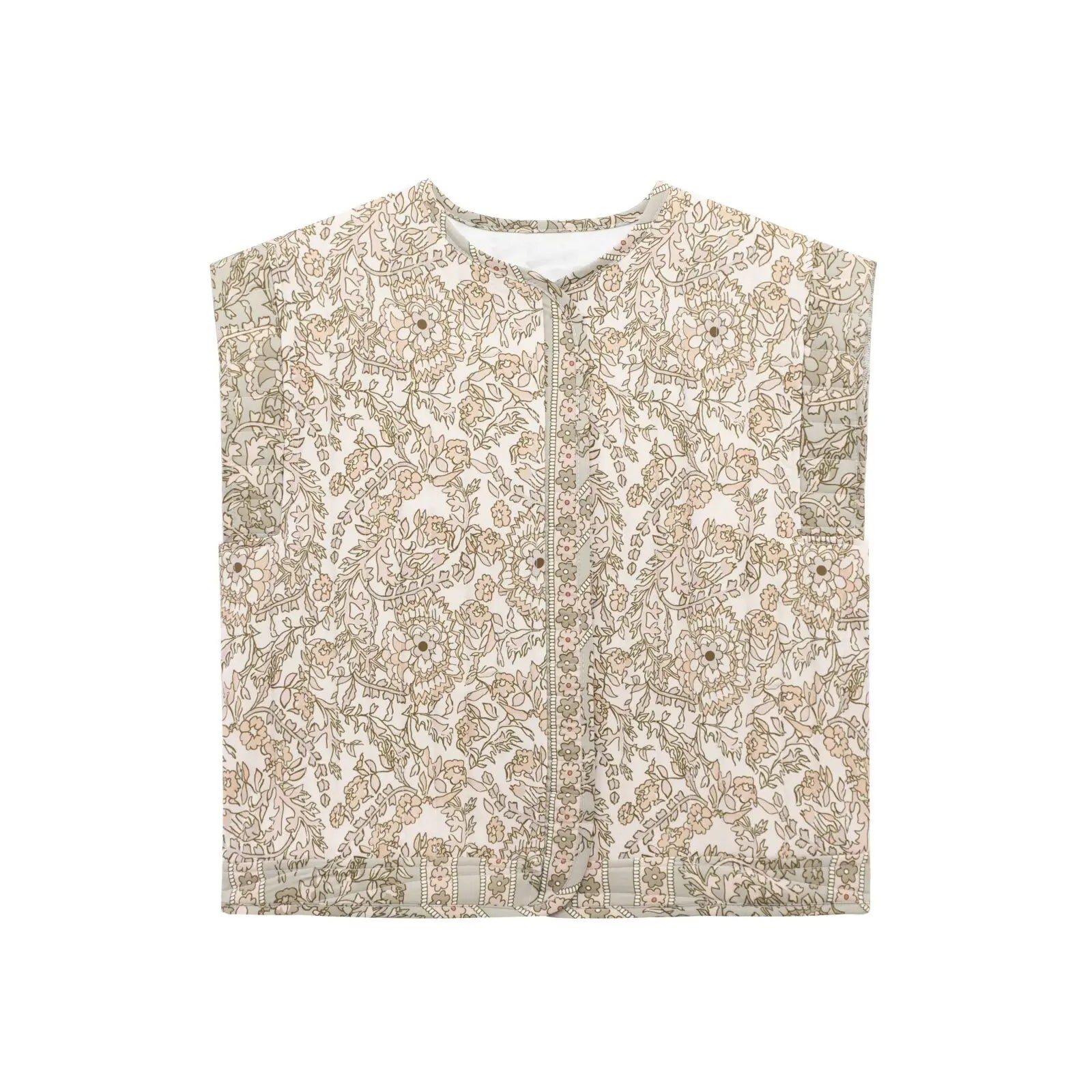 Zevity 2024 Women Vintage O Neck Patchwork Floral Print Quilted Cotton Vest Jacket Female Sleeveless Cotton WaistCoat Tops CT332