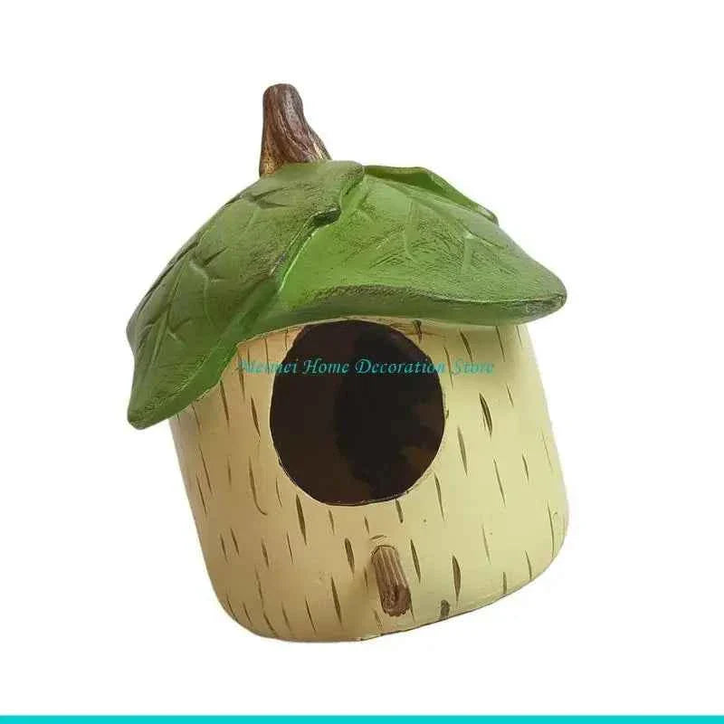 H7BF Resins Birdhouse Decors for Small Bird Nesting Decors Garden Ornament