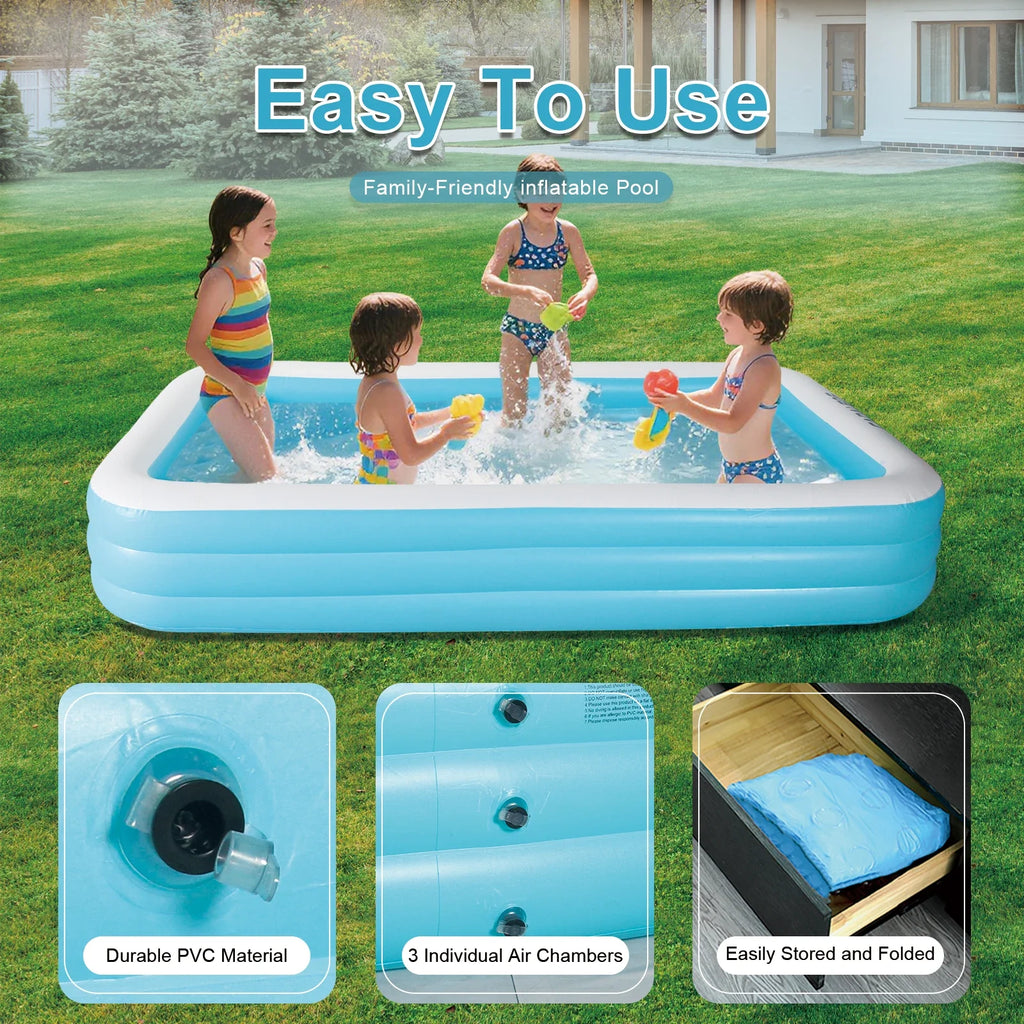 CADALENE Inflatable Family Pool for Kids and Adults Outdoor