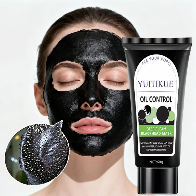YUITIKUE Oil Control Blackhead Mask, Bamboo Charcoal Deep Clean Peel-Off, Creamy Texture Pore Cleanser, 60g