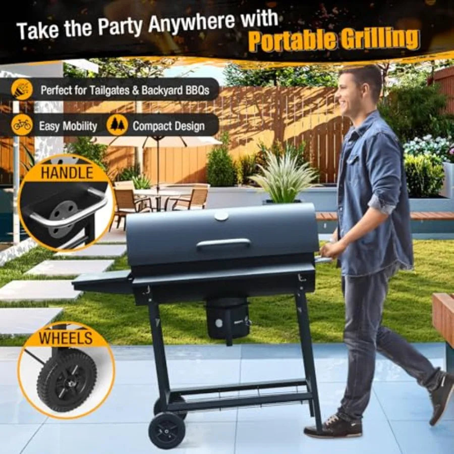 SHXI Charcoal BBQ Grill With Side Table For Backyard Grilling