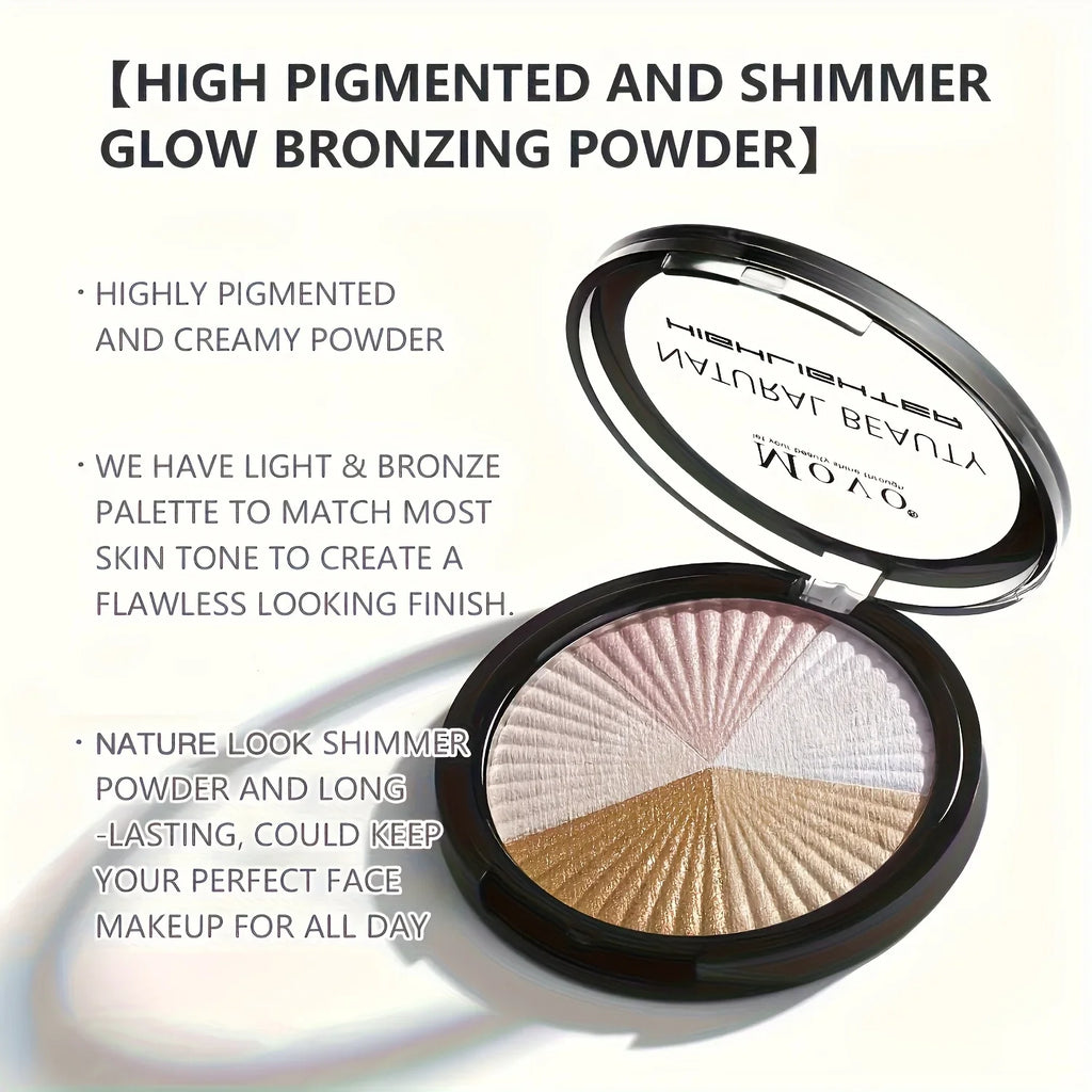 2pcs 5 Colors Highlighter Powder Palette With Pearly Shimmering, Shimmer Glitter Highlight Contouring Palette,