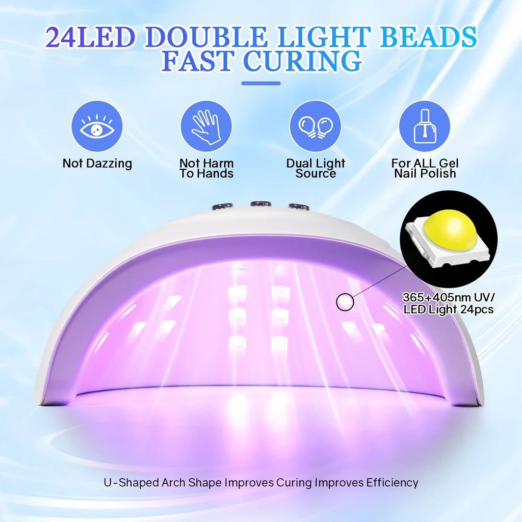 72W UV LED Nail Lamp 24 LEDs Nail Dryer with Infrared Sensor Quick-drying Manicure Lamp UV Cabin for Nail Salon Nail Art Tools