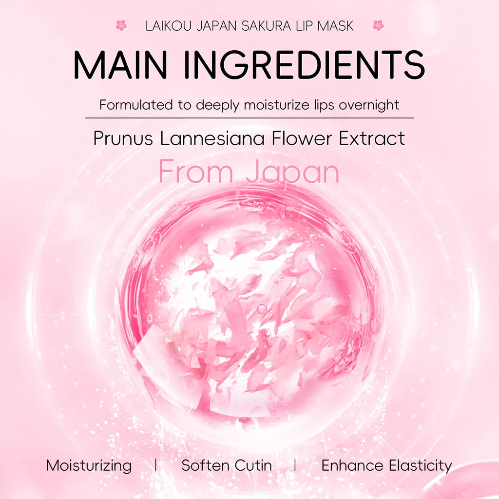 LAIKOU Sakura Lip Mask - Overnight Hydrating Lip Balm for Plump Lip Lines Beauty Care