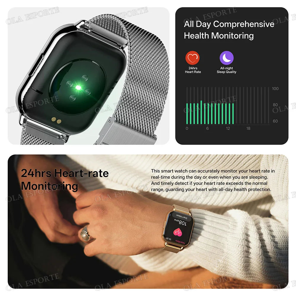 2026 Upgraded Smart Watch Heart Rate Blood Oxygen/Pressure Sleep Monitoring Bluetooth Call Voice Assistant Sport Mode Smartwatch