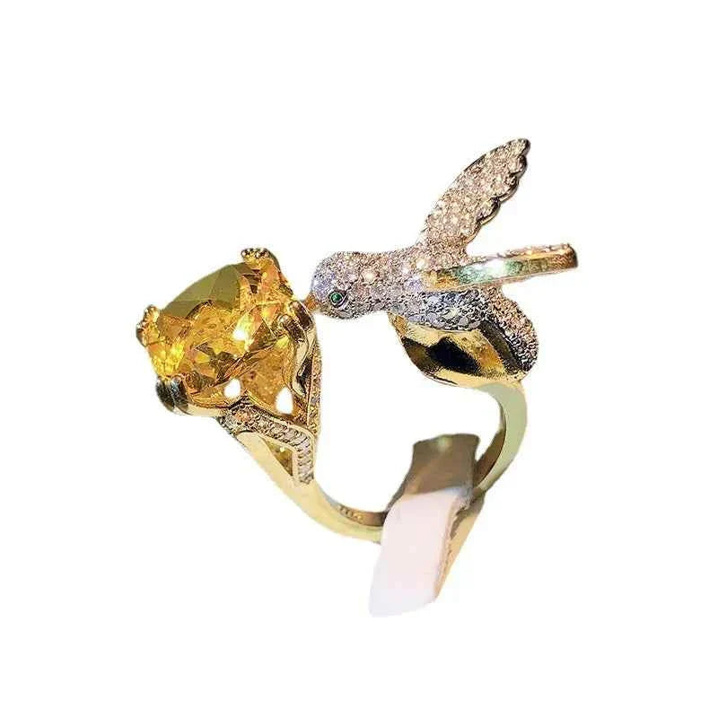 quamarine Hummingbird Ring