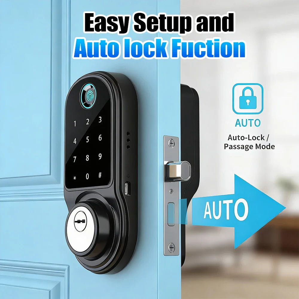Bluetooth Smart Deadbolt Lock With Fingerprint And Keyless Entry