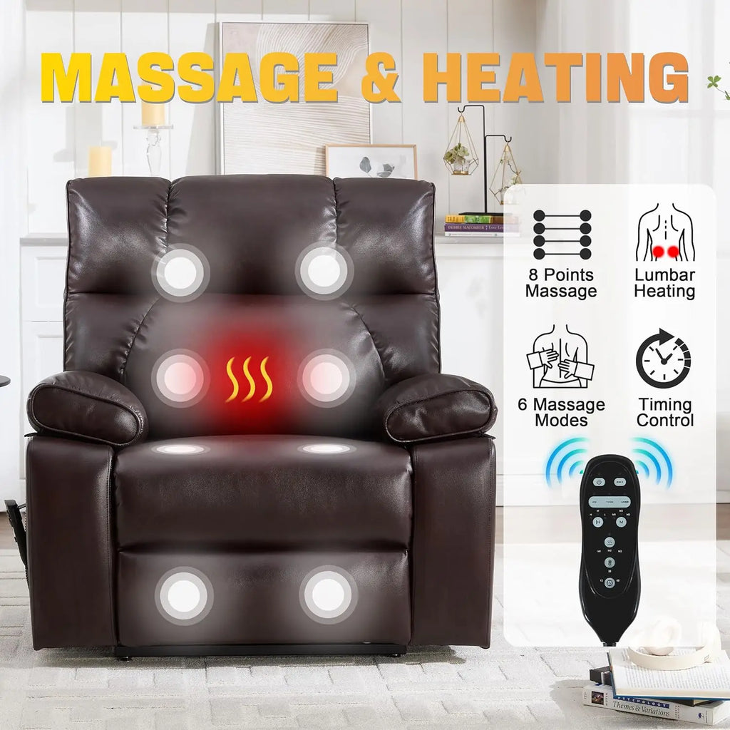 Dual Motor Power Lift Recliner Chair With Massage And Heat