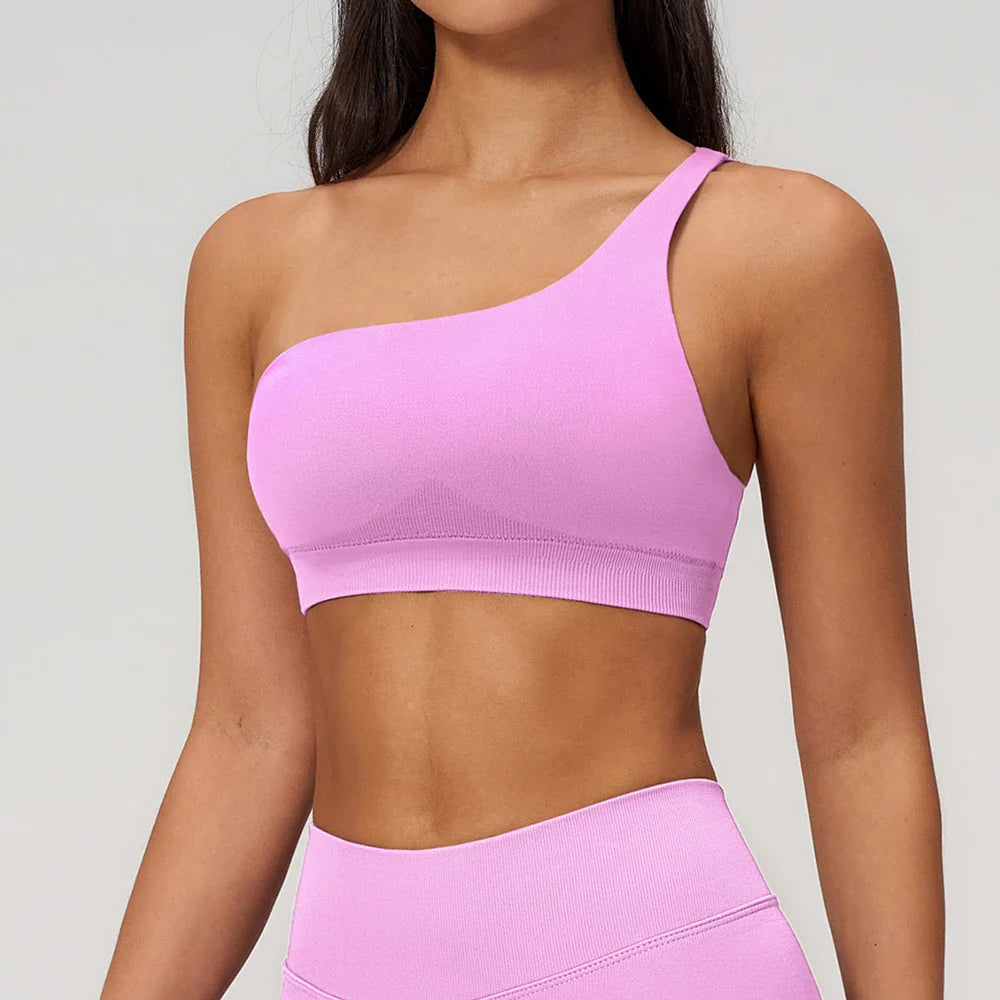 Summer Shockproof Sport Bra Women's Beautiful Back Gym Sports Underwear Women Oblique Shoulder Straps Running Fitness Yoga Bra