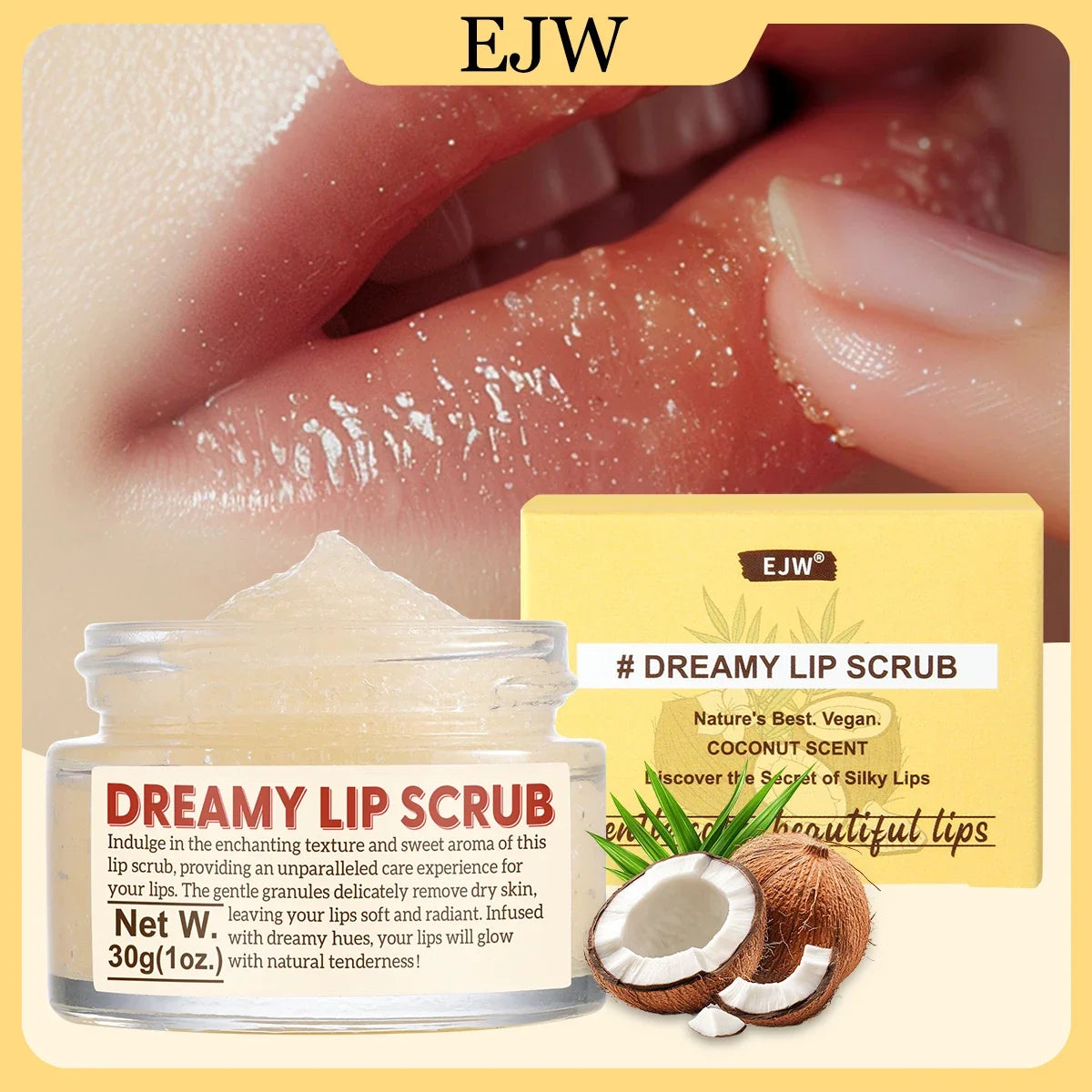 Strawberry Lip Scrub & Repair, Exfoliator & Moisturizer for Chapped, Dry and Flaky Lips,Sugar Lip Scrub Improve Dullness Remove.