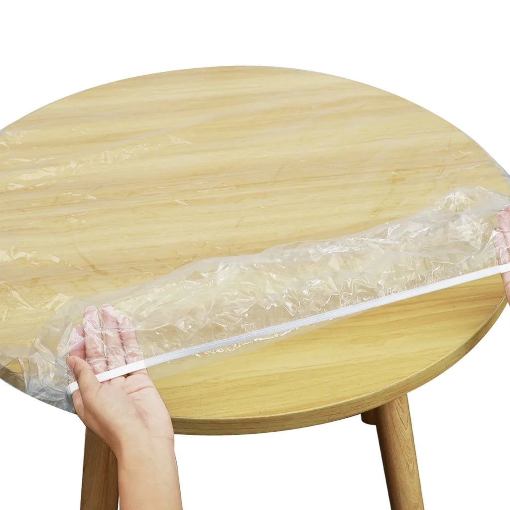 Fitted Clear Round Tablecloth Elastic Edged PVC Round Table Waterproof Oil-Proof Table Cover Protector Effortless to Clean Table