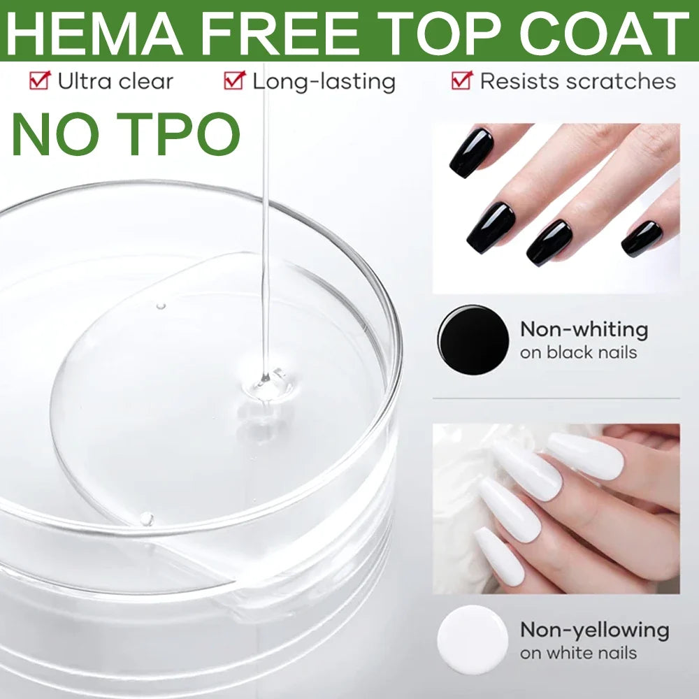 KODIES GEL Diamond Top Coat No Wipe Super Shiny 15ml HEMA /TPO Free Gel Nail Polish Crystal Shine Gel Finish All for Manicure