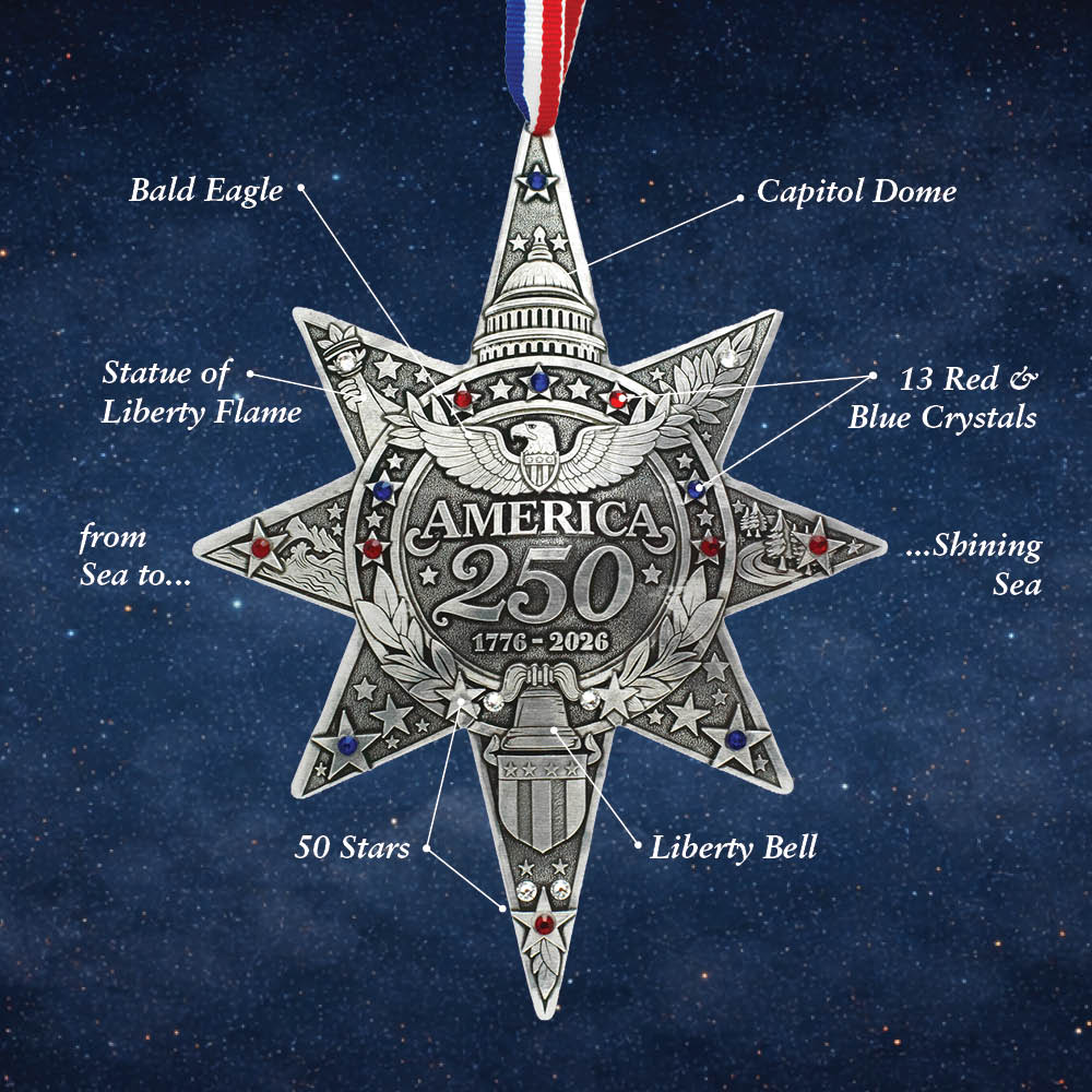 America250 Sea to Shining Sea Commemorative Ornament (Aluminum and Crystals)