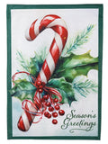Season Greetings Candy Cane 2 Sided Garden Flag