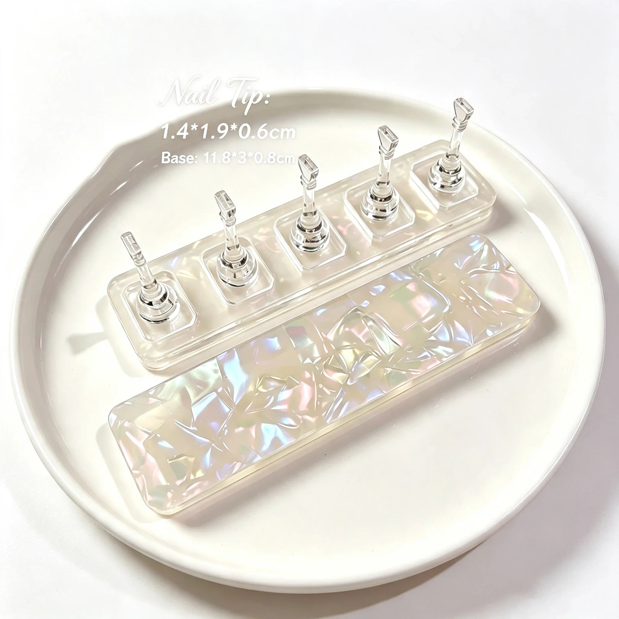 Iridescent Acetate Nail Practice Stand Non-Magnetic Clear Nail Tip Holders for Manicure Swatch & Press On Nails Making