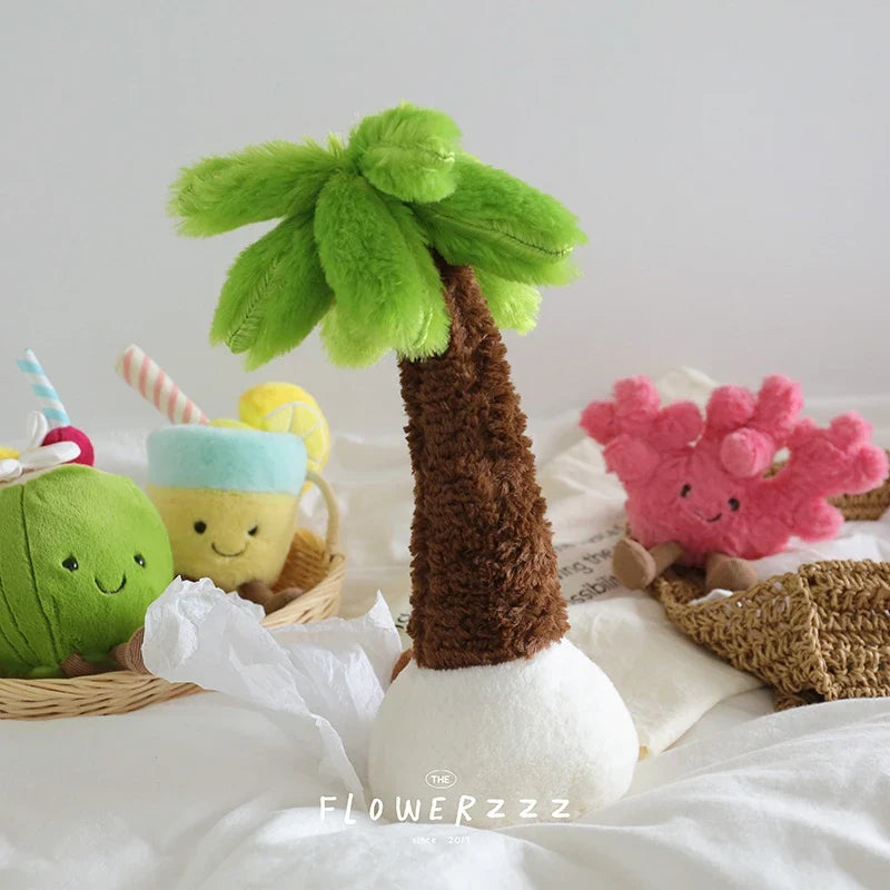 JELLYCAT Lemonade Coconut Plushies Very Soft Palm Tree Red Coral Plush Toy Cartoon Doll Home Decor Xmas Gifts Girl