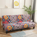 Printed Sofa Bed Cover Stretch Armless Sofa Cover Spandex Dust-Proof Furniture Protector For Bedroom, Hotel, and Home Decor