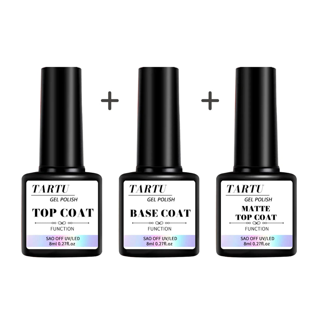 1pc/2pcs/3pcs 8Ml Functional Gel Nail Art Set with Base Coat and Diamond Top Coat,Matte Top ,Soak Off  for Nail Art Design Tool