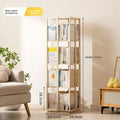 All solid wood rotating bookshelf 360-degree bookcase multi-layer storage home living room removable children's floor rack