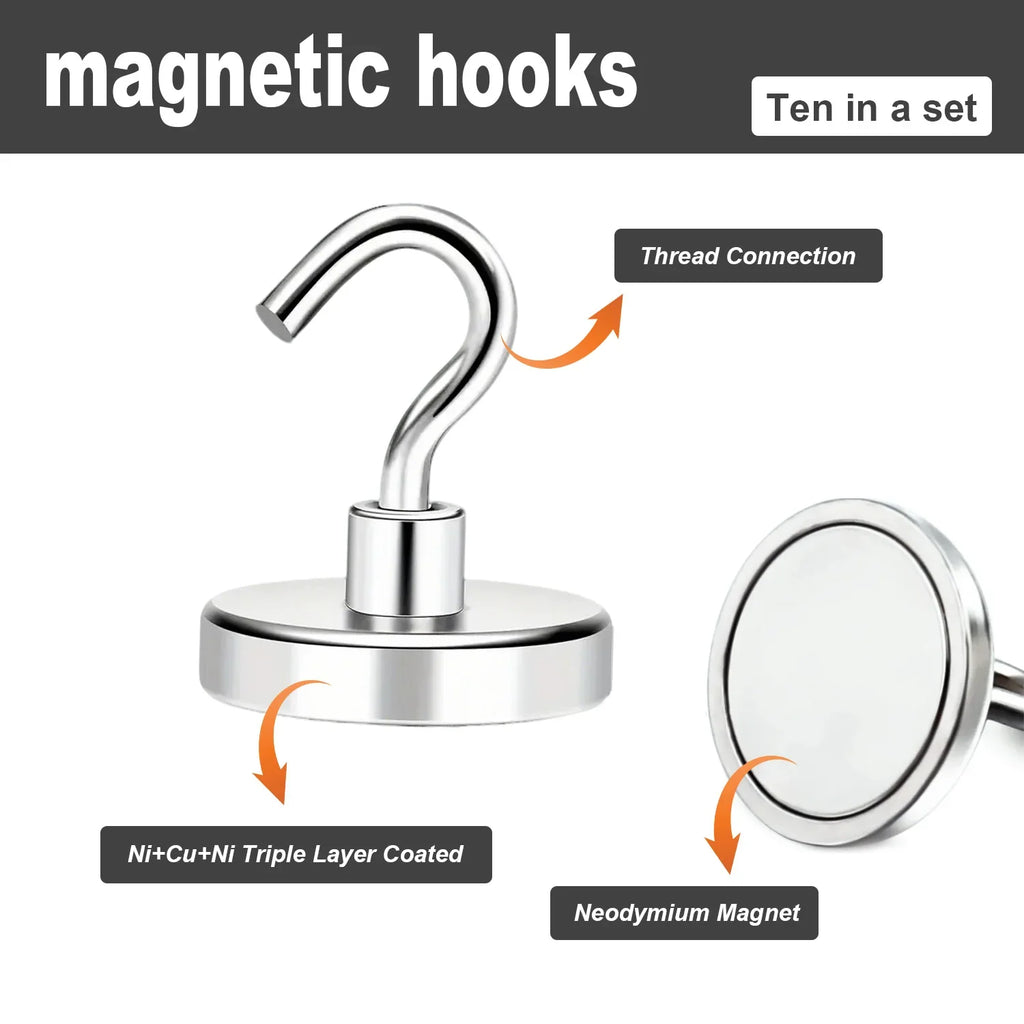 Magnetic Hooks Super Strong Magnets Neodymium Magnet Powerful Magnets Hanging Hooks for Bathroom Kitchen Organizers