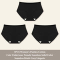3Pcs/Set Women's Seamless Cotton Briefs Women Panties Solid Color Breathable Underwear Female Low Waist Soft Lingerie S-XXL