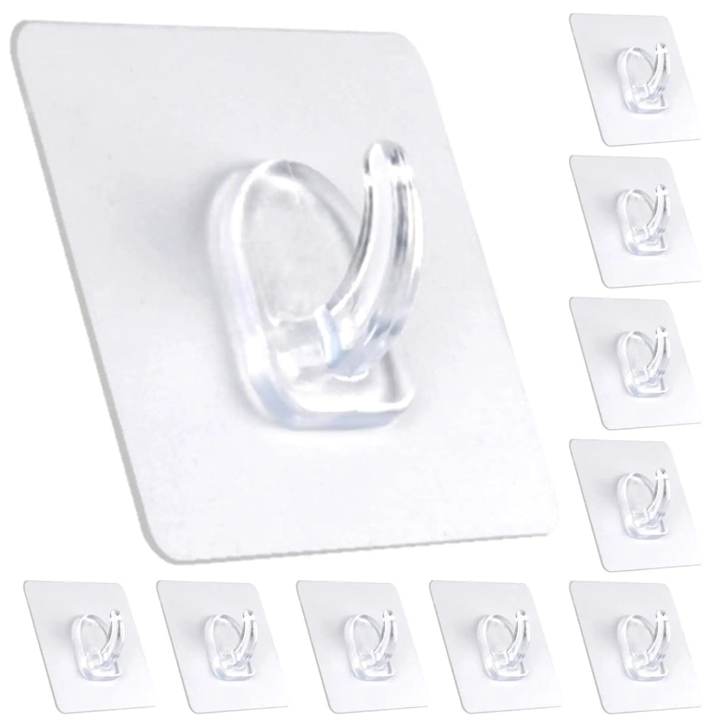 Adhesive Plastic Clear Utility Hooks Transparent Hook for The Drill-Free Wall Waterproof Key Wall Hooks