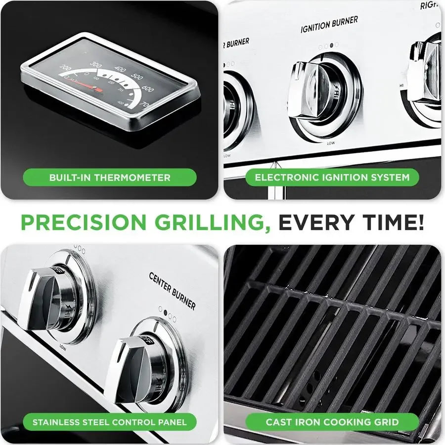 XMSJ HeavyDuty 5 Burner Propane Gas Grill With Electronic Ignition