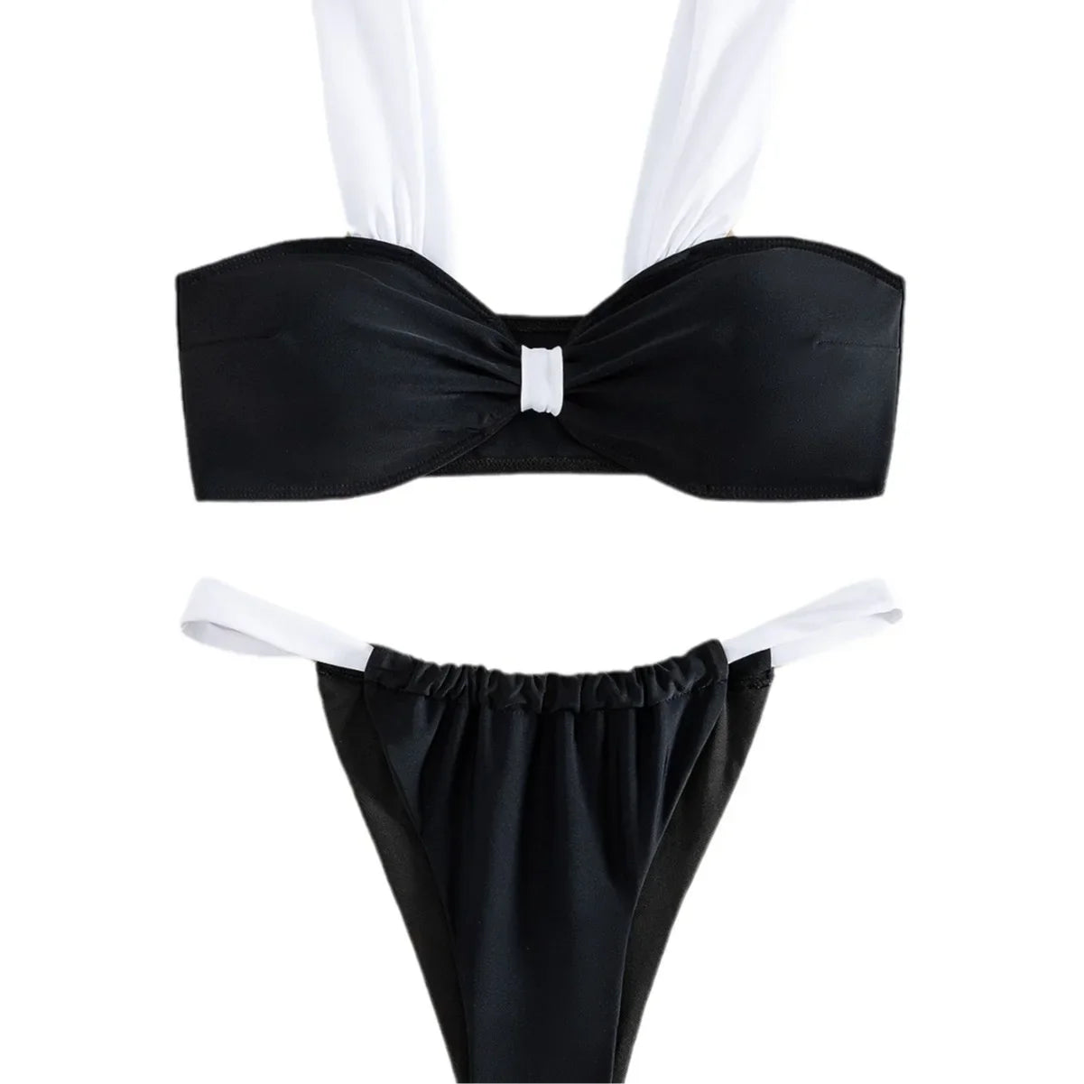 2026 Solid Thong Brazilian Bikinis Swimwear Women Swimsuit  Black White Bikini Set Bathing Suit Female Summer Beach Wear Biquini