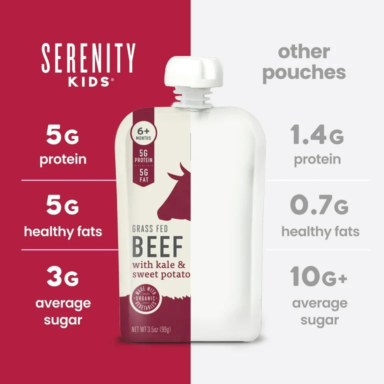 Serenity Kids Organic Beef & Kale Puree Pouches, 3.5 oz., Pack of 6