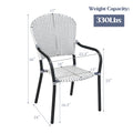 Set of 4 Patio Rattan Stackable Dining Chair with  Armrest for Garden-White