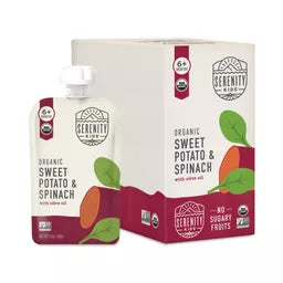 Serenity Kids Spinach & Sweet Potato Puree Pouch, 3.5 oz, Pack of 6