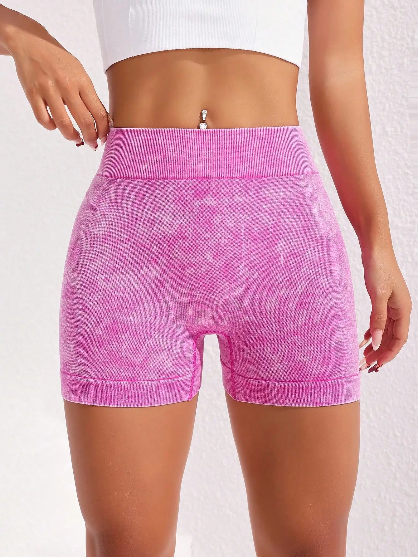 Women's Washed Yoga Shorts Fitness Quick Drying High Waist Workout Biker Shorts Hip Lift V Waist Sports Shorts