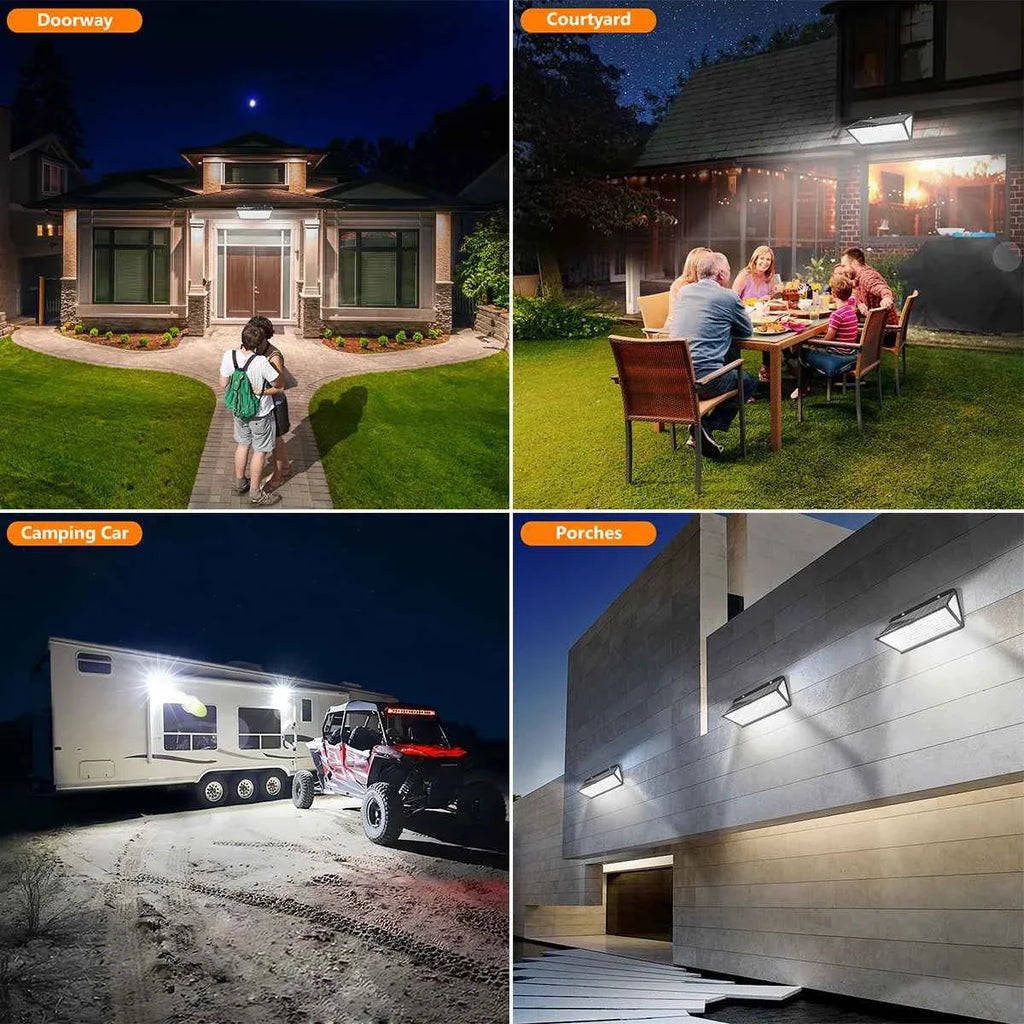 Solar Lights Outdoor Waterproof Motion Sensor 258 LED Solar Flood Light Solar Security Wall Lights with 3 Modes IP65 Waterproof