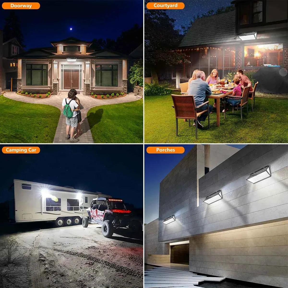 Solar Lights Outdoor Waterproof Motion Sensor 258 LED Solar Flood Light Solar Security Wall Lights with 3 Modes IP65 Waterproof