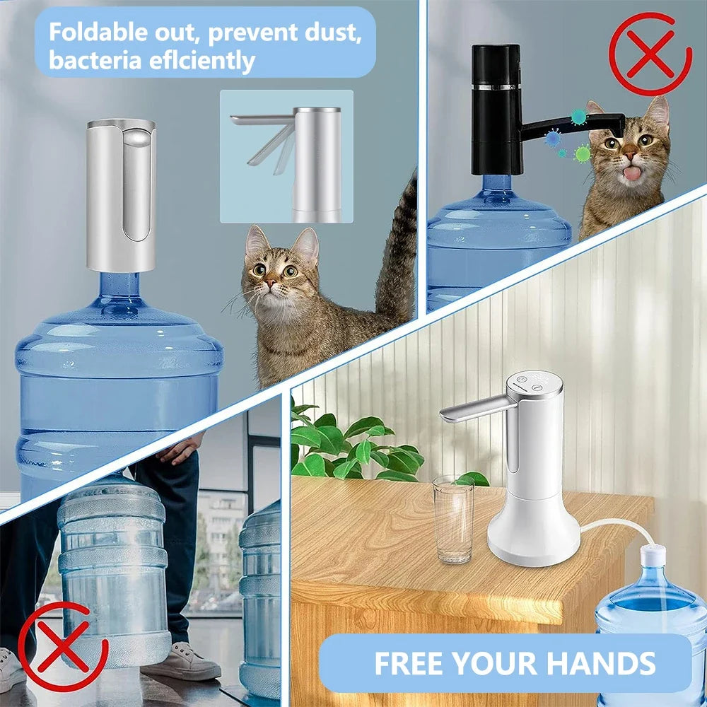 Electric Water Gallon Pump Automatic Water Pump 19 Liters Foldable Desktop Water Bottle Pump USB Rechargeable Water Dispenser