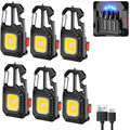 Mini LED Keychain Portable Work Light Pocket Flashlight USB Rechargeable Outdoor Camping Lamp With Window Hammer Bottle Opener